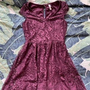 Plum lace party dress